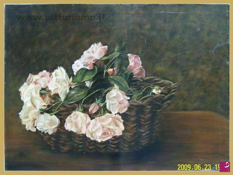 quadri in vendita online - 02-00 cesto di rose antiche