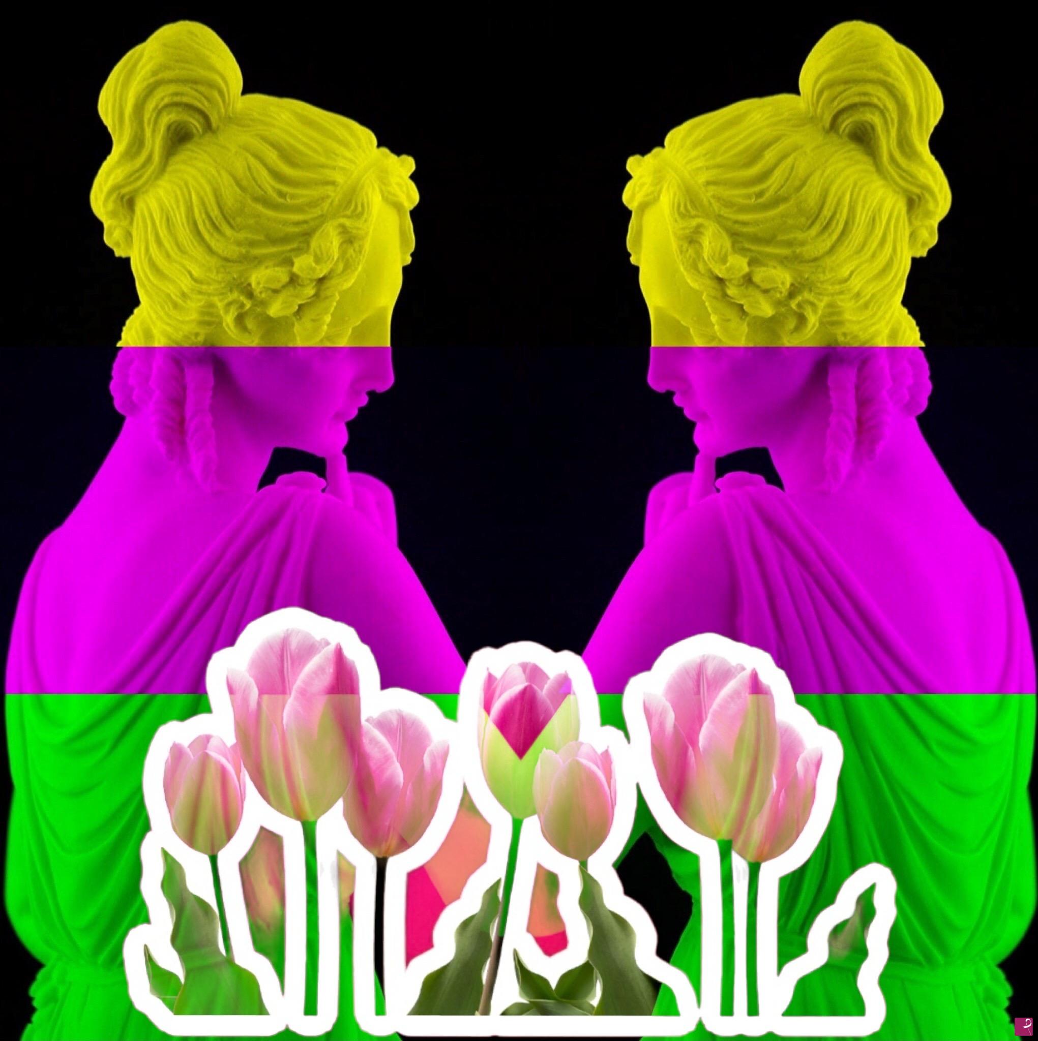 quadri in vendita online - 2 Dansers 3 colors with tulips 