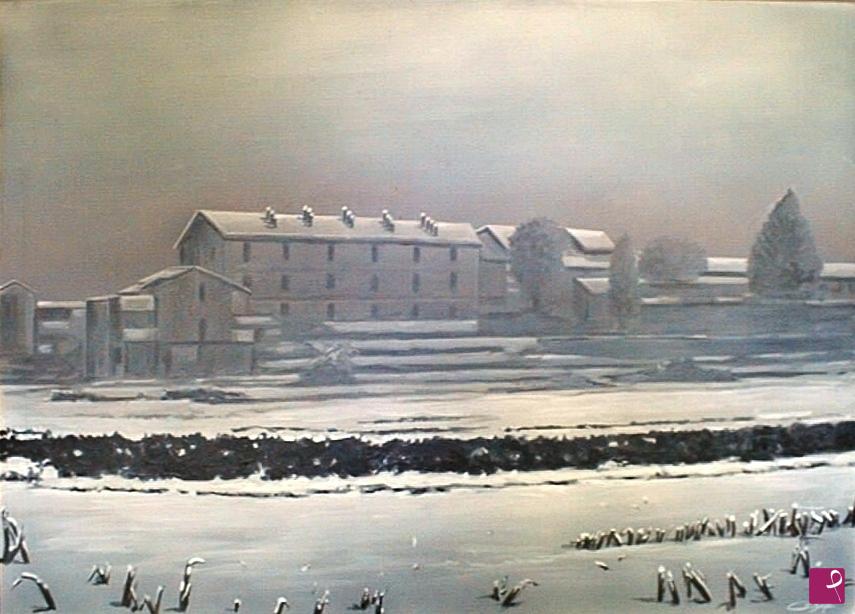 quadri in vendita online - 230VVC    Cascina San Nazzaro sotto la neve   