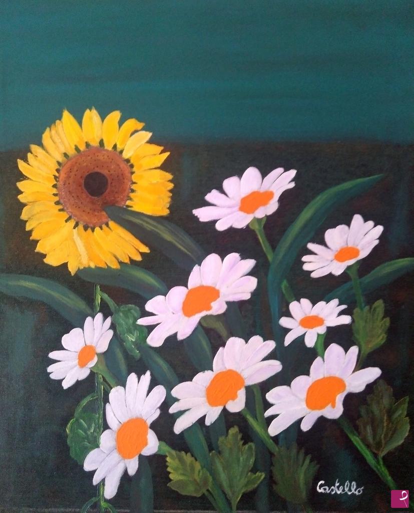 quadri in vendita online -  8 margherite 1 girasole
