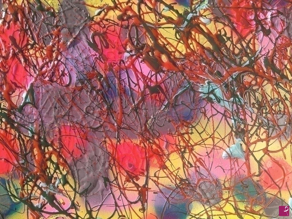 quadri in vendita online - Action painting sfondo giallo