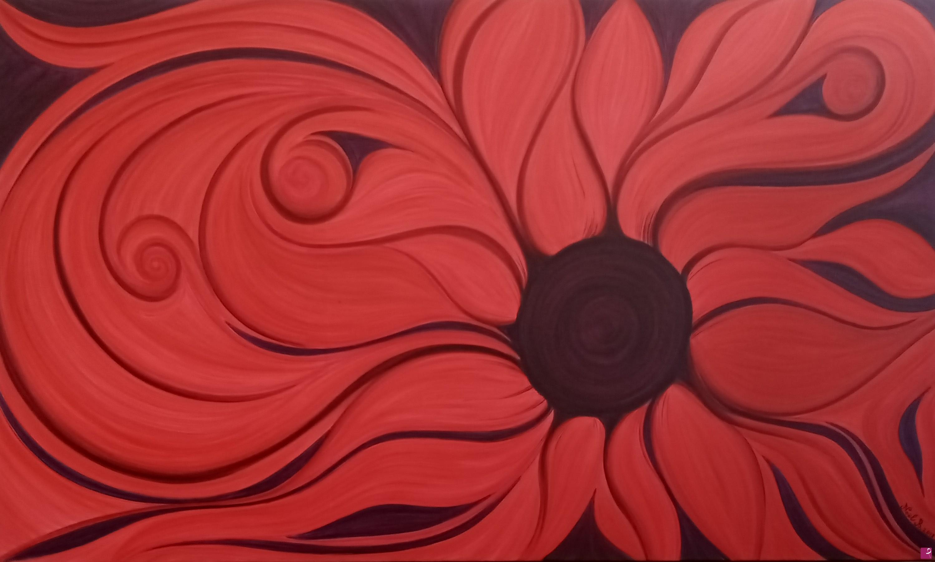 quadri in vendita online - Al vento un rosso girasole 