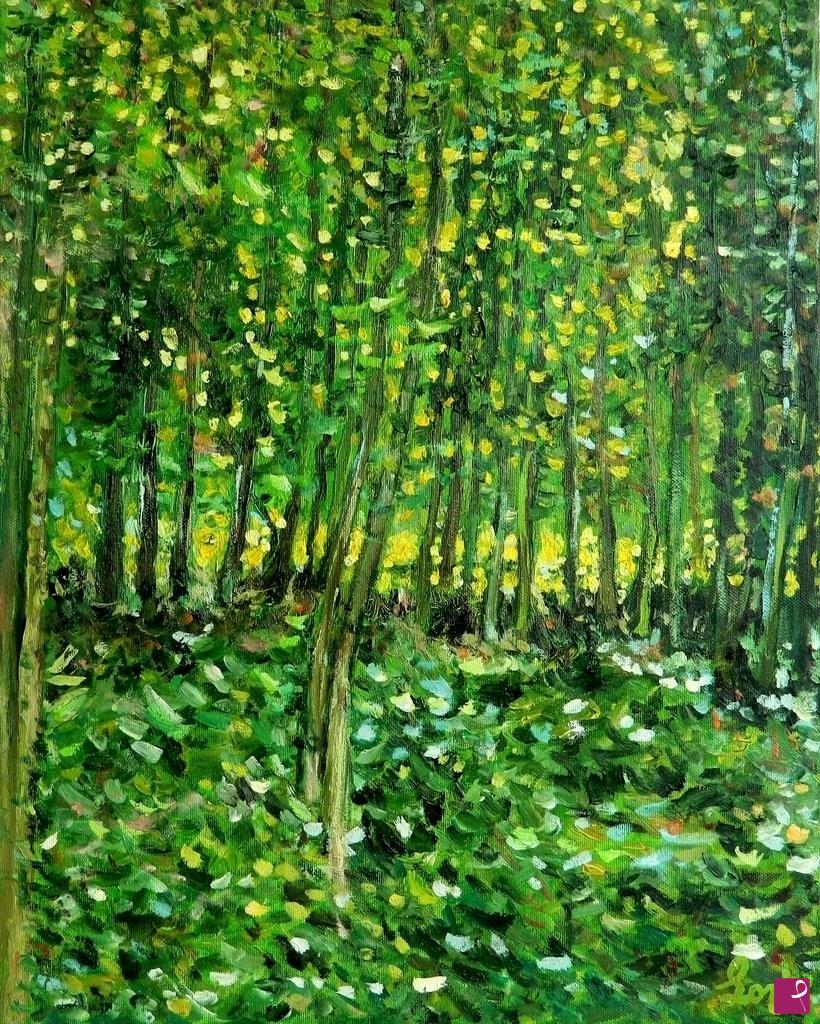 quadri in vendita online - Alberi e sottobosco