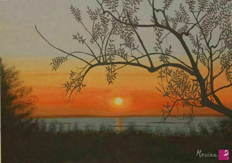 quadri in vendita online - Albero al tramonto