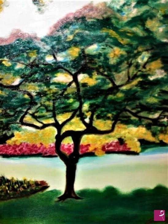 quadri in vendita online - Albero in giardino