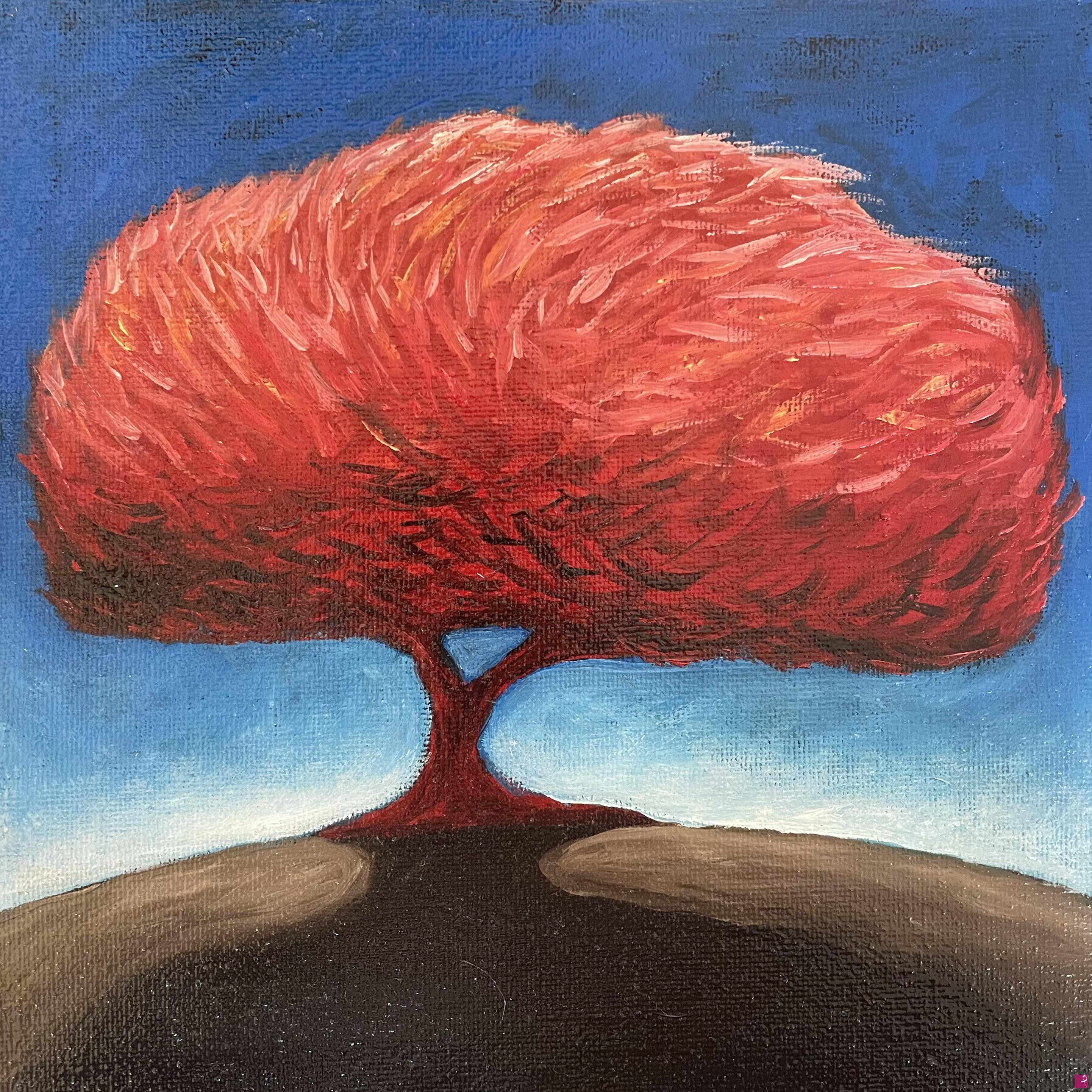 quadri in vendita online - Albero rosso