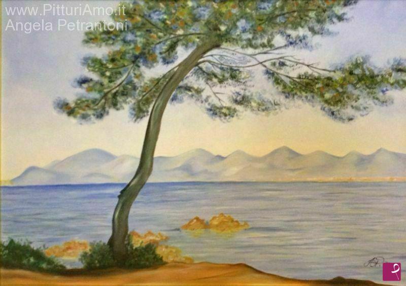 quadri in vendita online - Albero sulla spiaggia ad Antibes