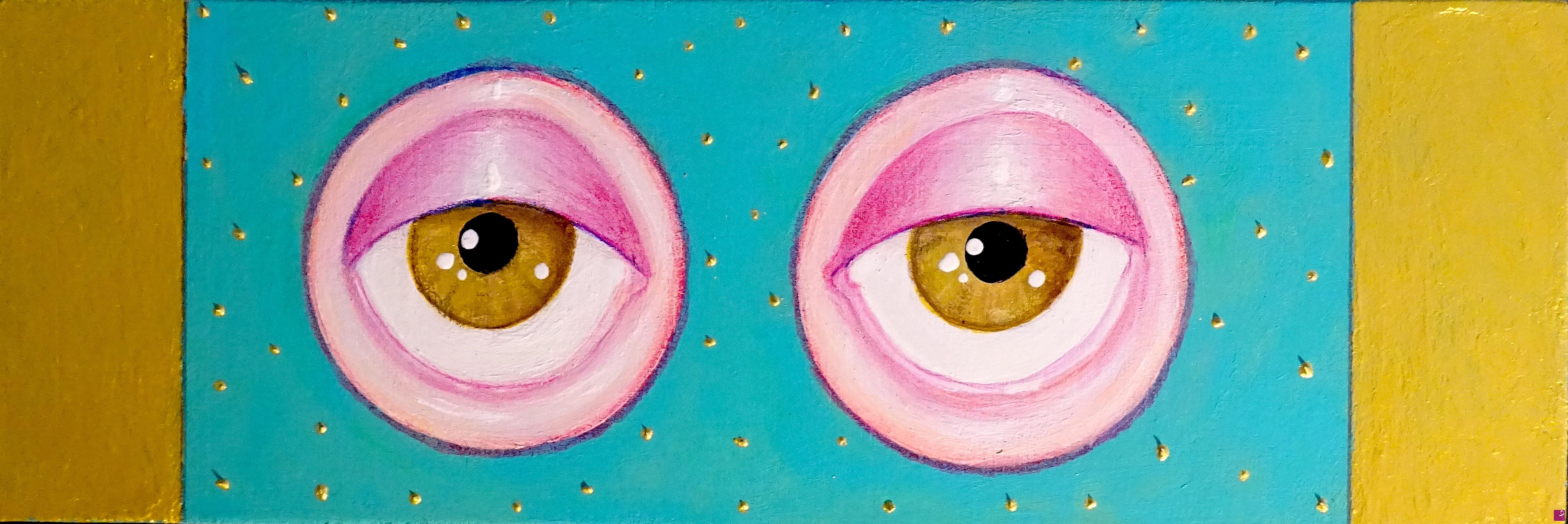 quadri in vendita online - Alexia Molino - Guarderò attraverso la finestra dei tuoi occhi per vedere te. (Frida Kahlo) (acrilico su legno 23,5x8)