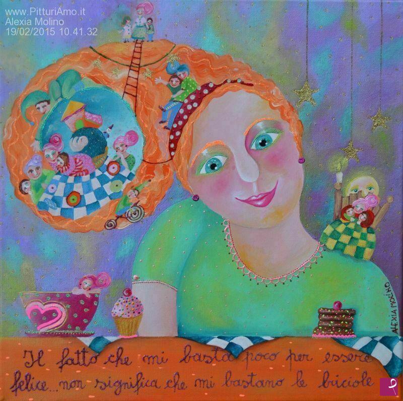 quadri in vendita online - Alexia Molino - Il fatto che mi basta poco per essere felice....non significa che mi bastano le briciole (40x40)