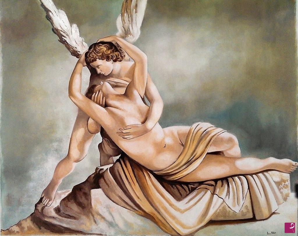 quadri in vendita online - "Amore e Psiche" Olio su tela.