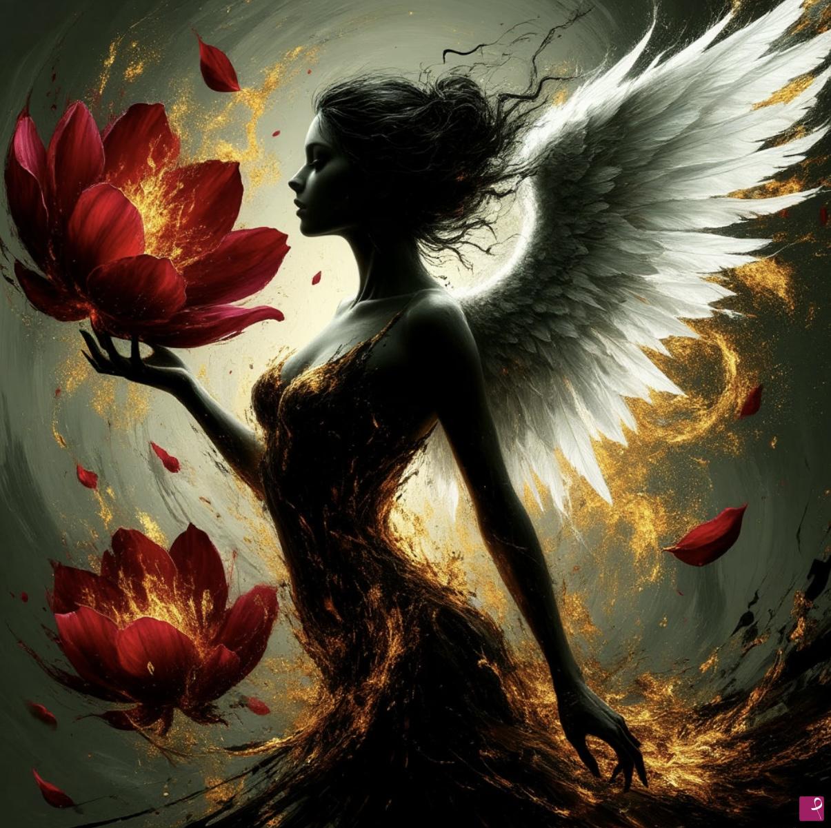 quadri in vendita online - Angel,fire, flowers 