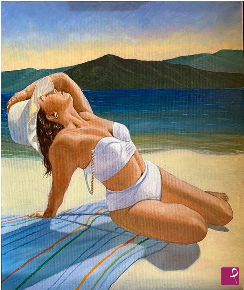 quadri in vendita online - Angelica in spiaggia