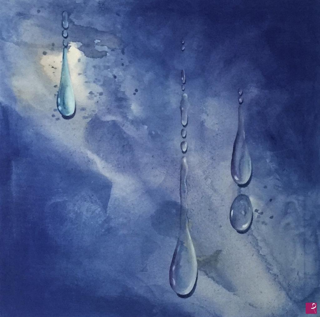 quadri in vendita online - Arte italiana: Gocce blu