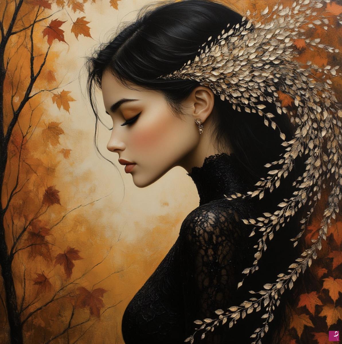 quadri in vendita online - Autumn and girl 