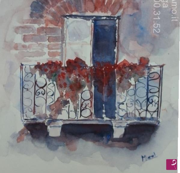 quadri in vendita online - balconcino fiorito