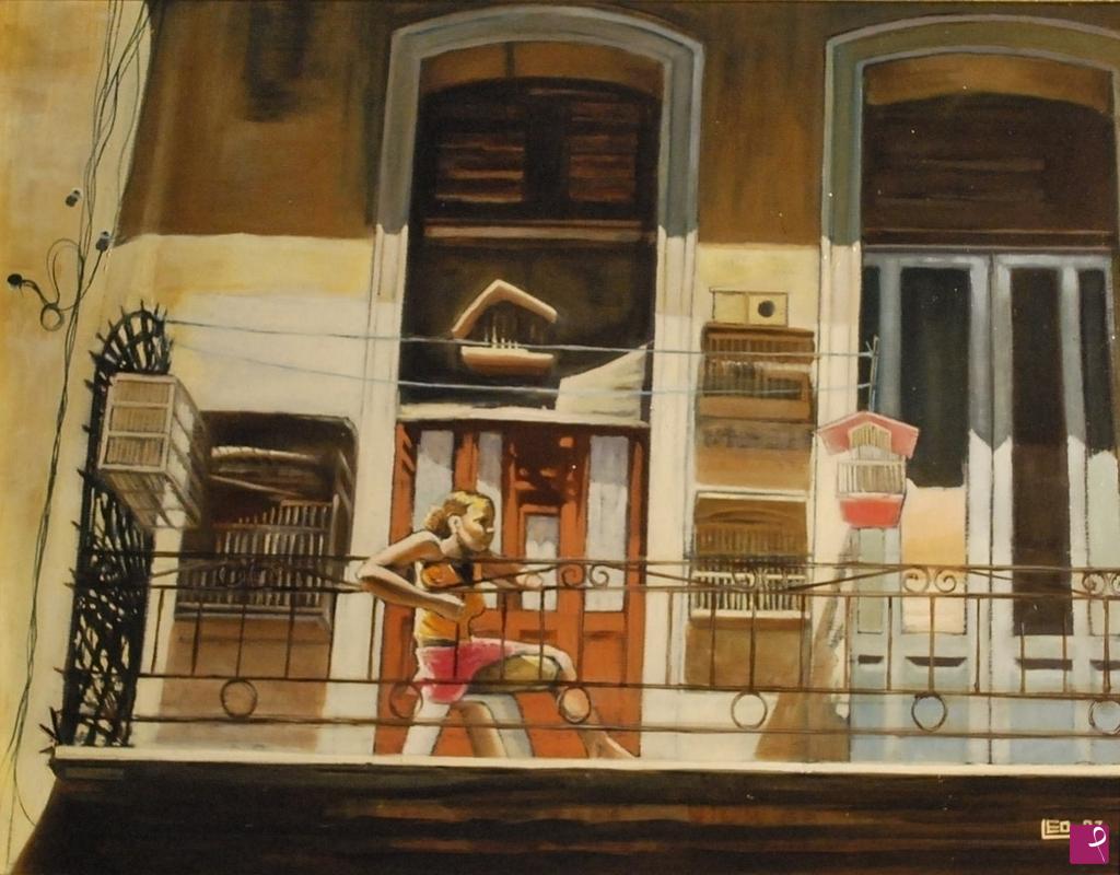quadri in vendita online - Balcone e gabbiette a La Habana Centro