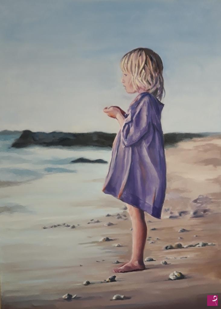 quadri in vendita online - Bambina che guarda il mare 