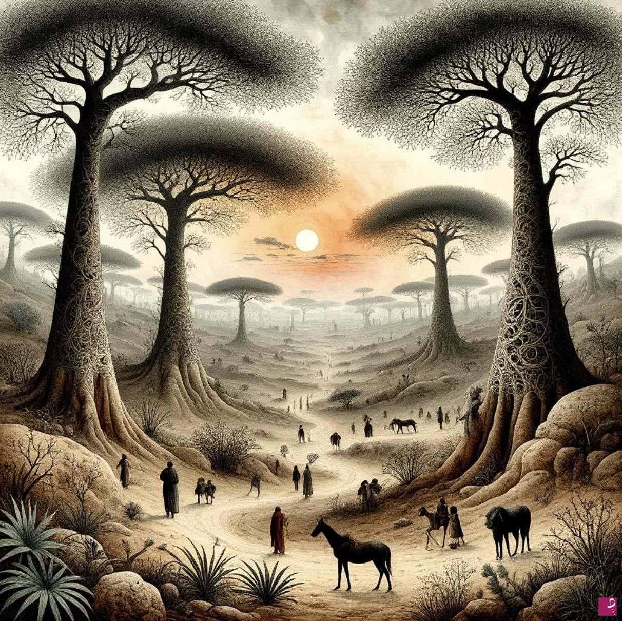 quadri in vendita online - Baobab forest 