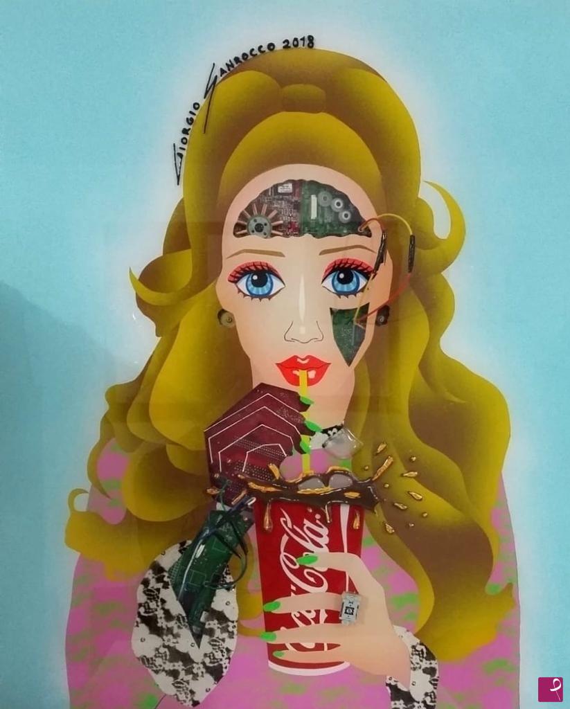 quadri in vendita online - Barbie Elettronica con Coca-Cola 10/04/2018 