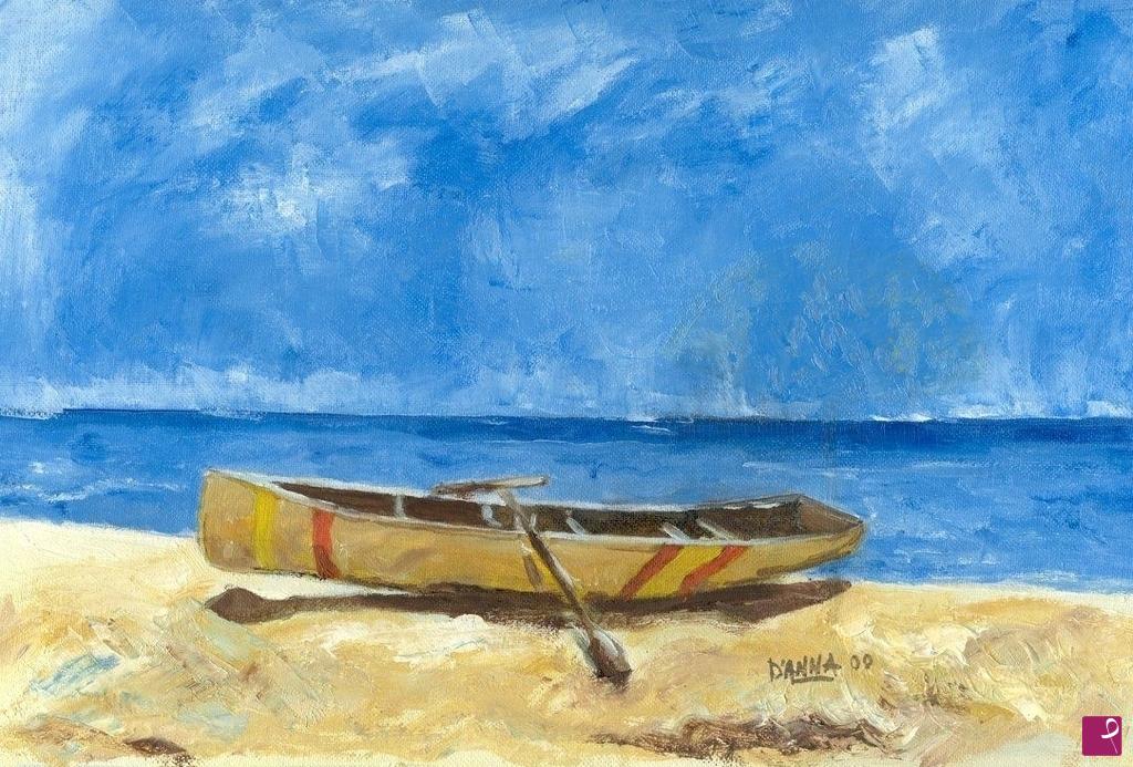 quadri in vendita online - Barca sulla spiaggia