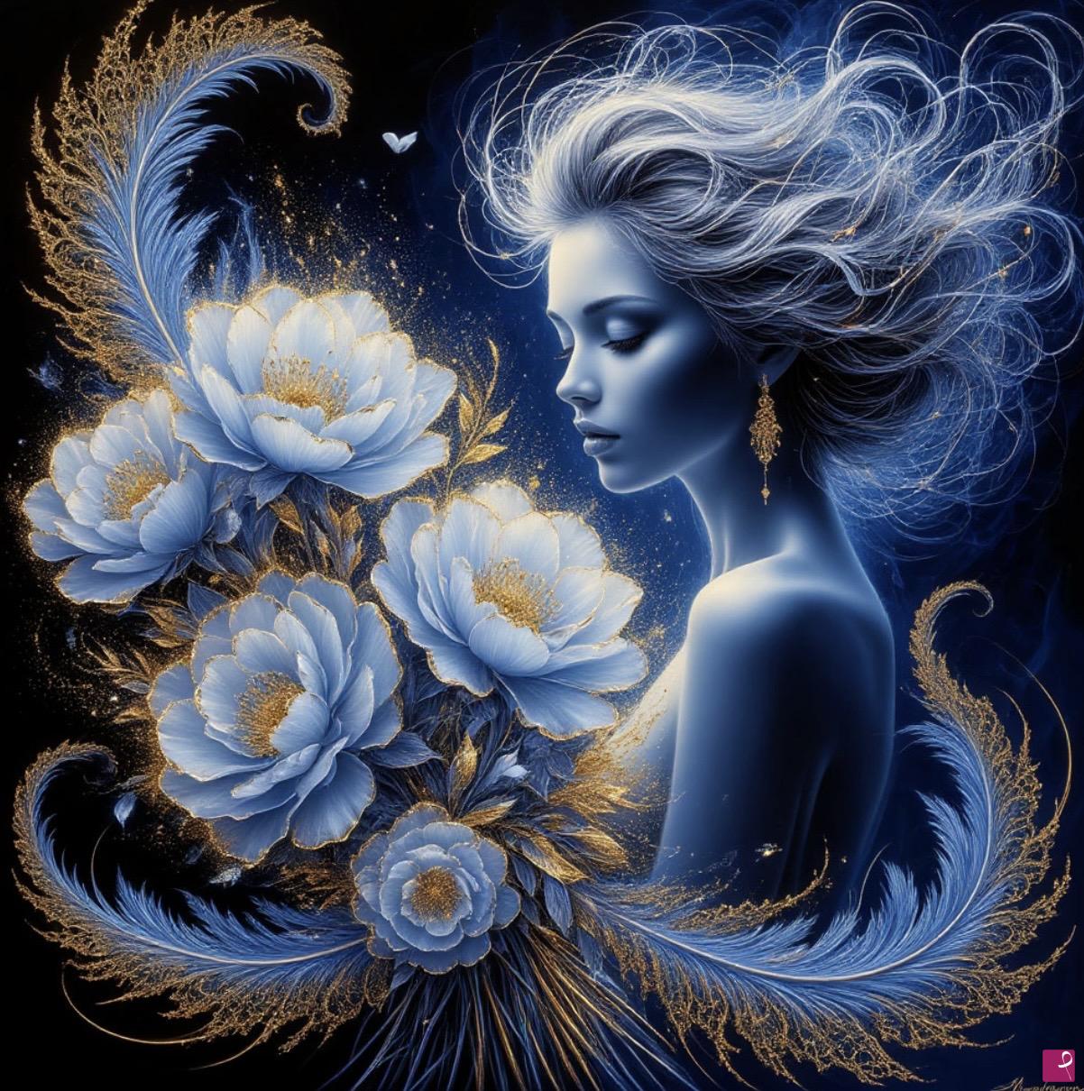 quadri in vendita online - Beautiful blue girl 