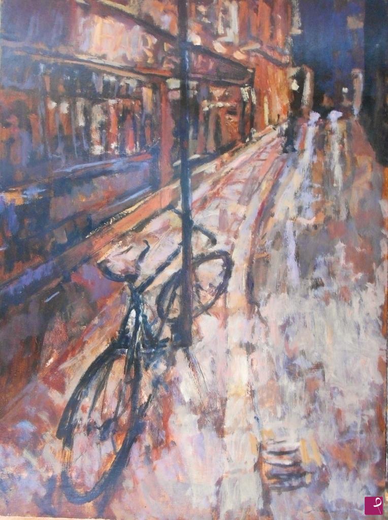 quadri in vendita online - bicicletta di notte