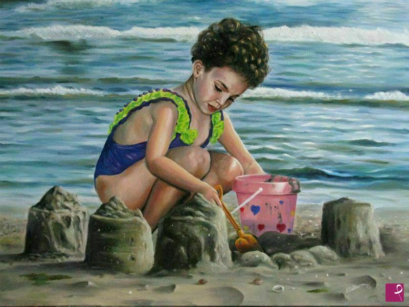 quadri in vendita online - Bimba al Mare