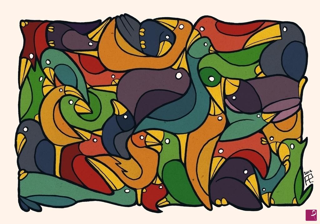 quadri in vendita online - Bird puzzle