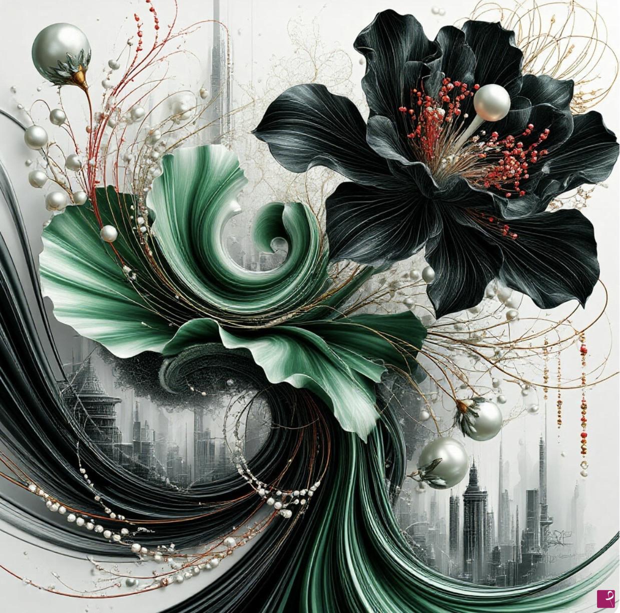 quadri in vendita online - Black flower 