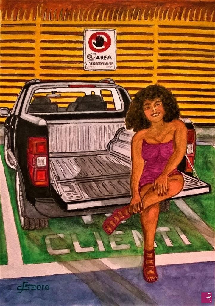 quadri in vendita online - black pick up with black pin up