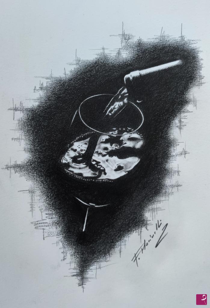quadri in vendita online - Black wine