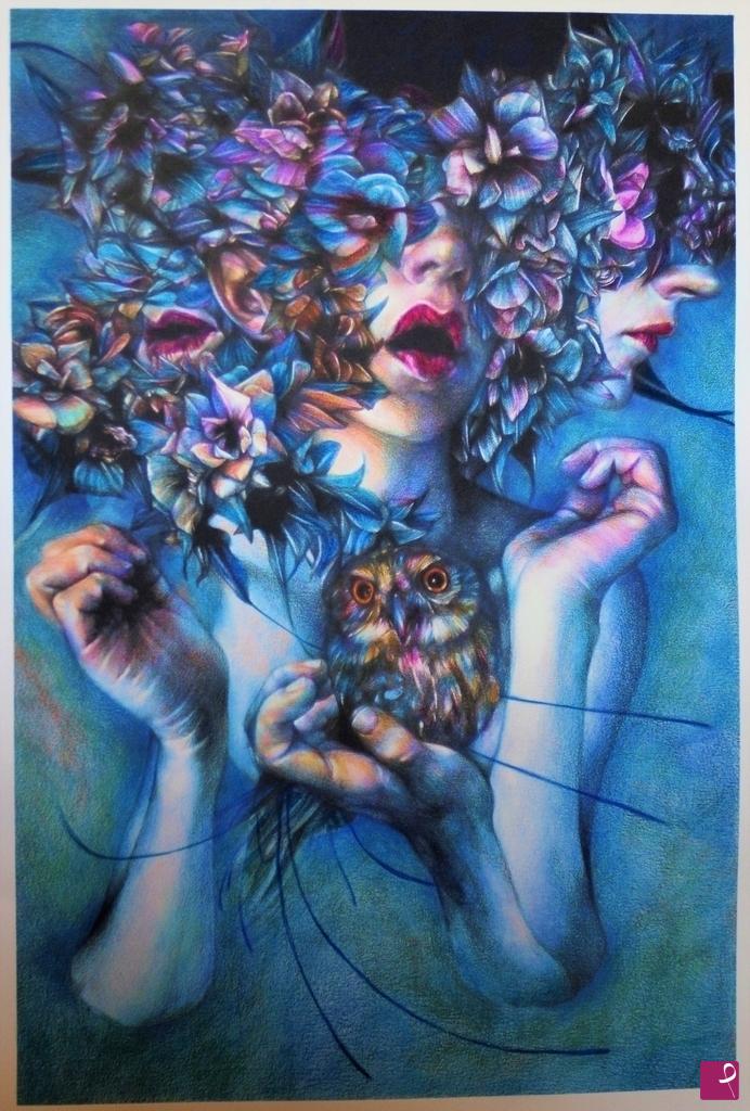 quadri in vendita online - " Blessed be the Muses/ for their descent, / dancing round my desk,/  crowning my balding head/ with Laurel"