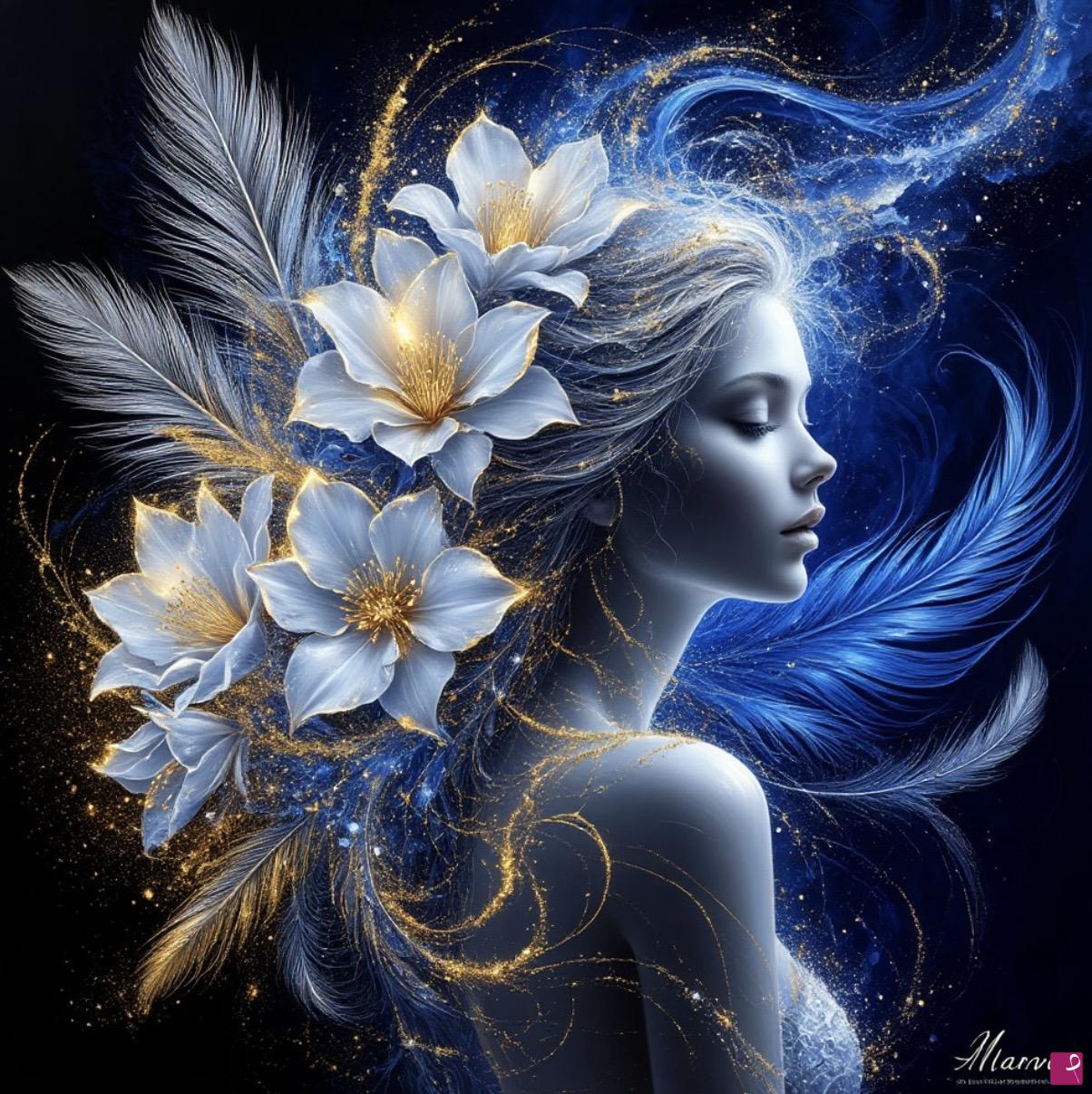 quadri in vendita online - Blue beautiful woman 2