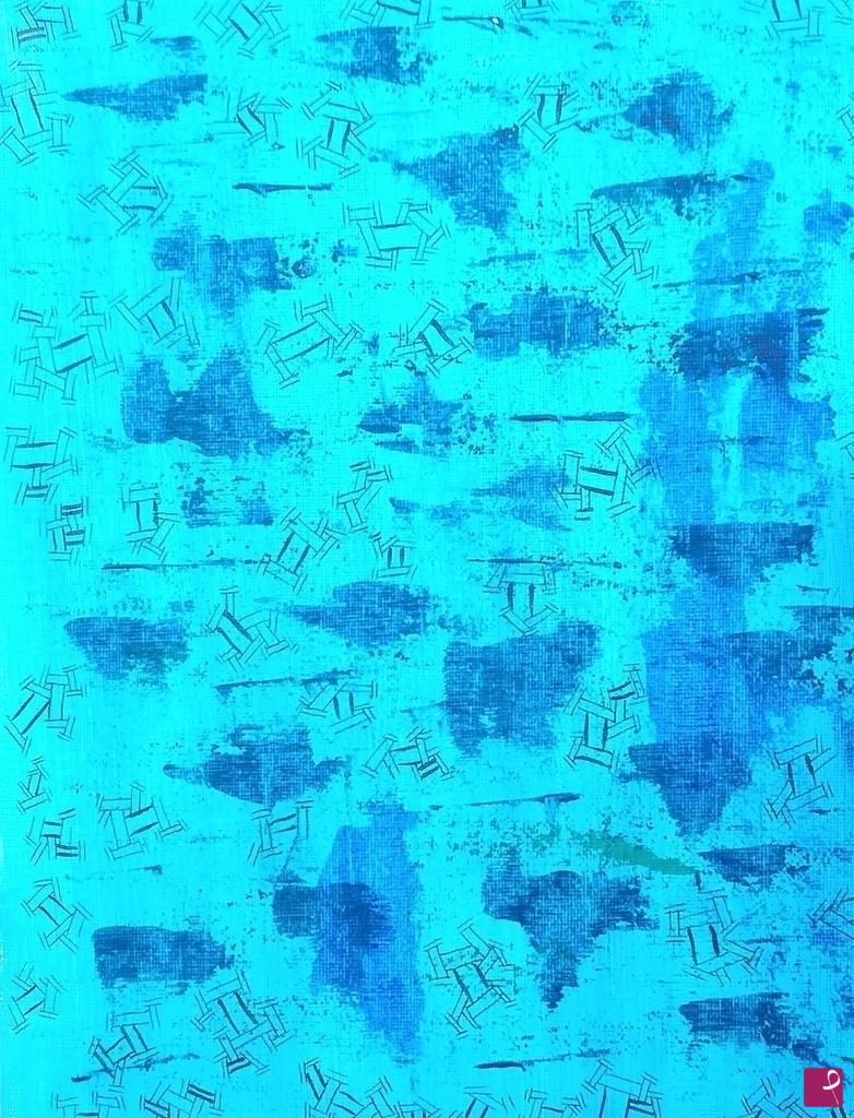quadri in vendita online - Blue things falling
