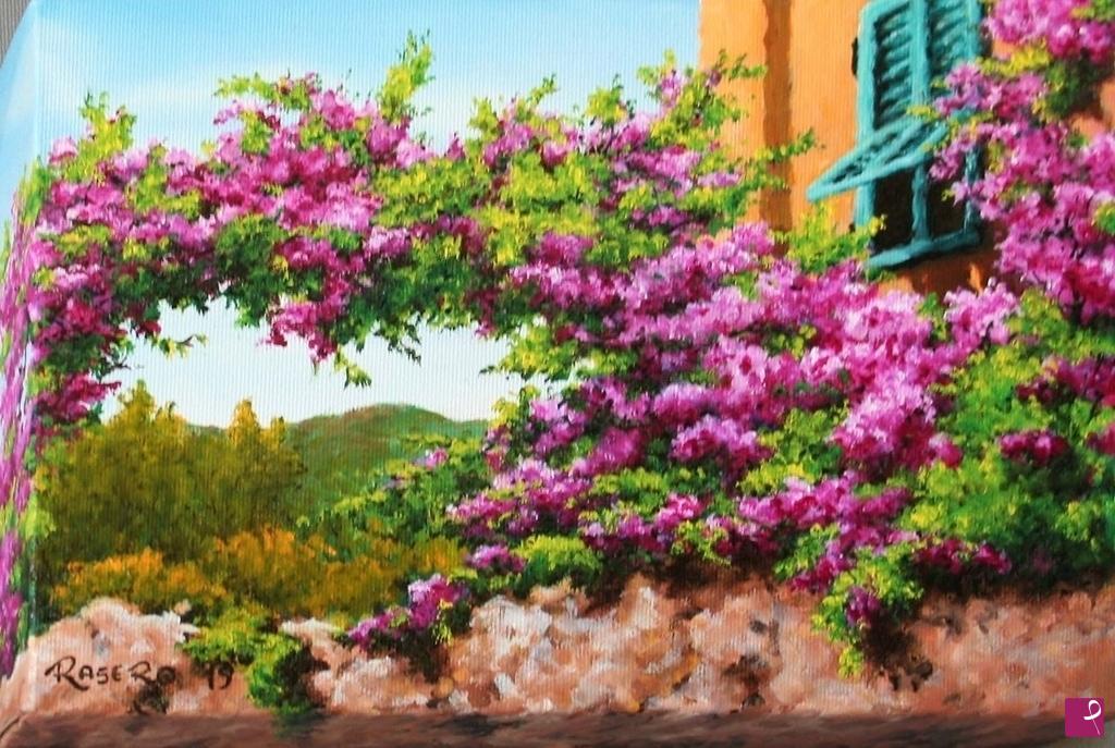 quadri in vendita online - Bouganvillea a Verezzi Crosa