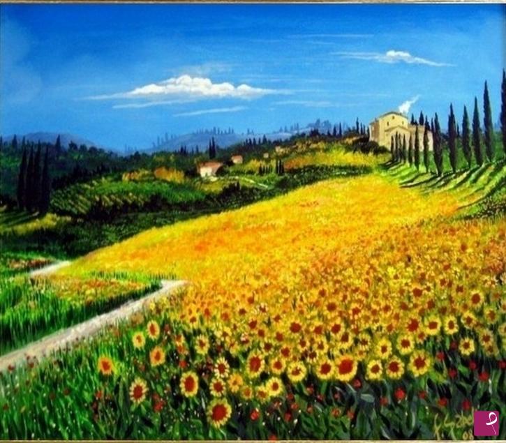 quadri in vendita online - CAMPI DI GIRASOLI