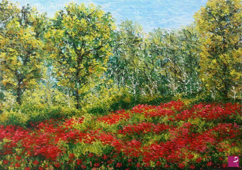 quadri in vendita online - Campo di fiori in bosco