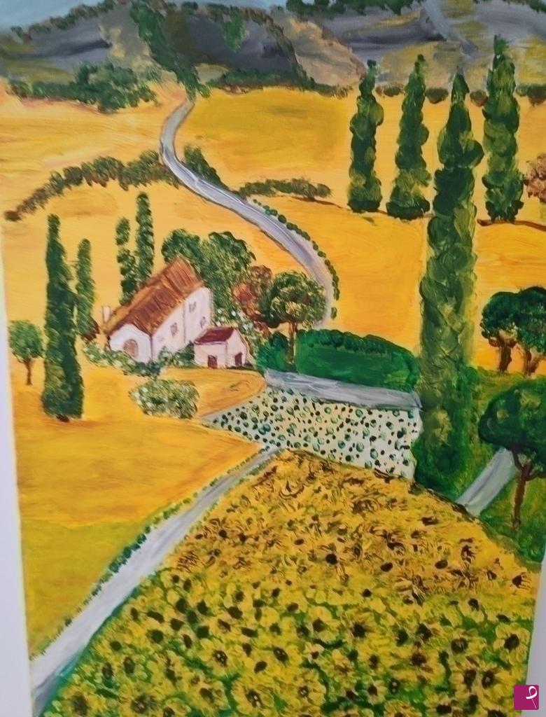 quadri in vendita online - Campo di girasoli
