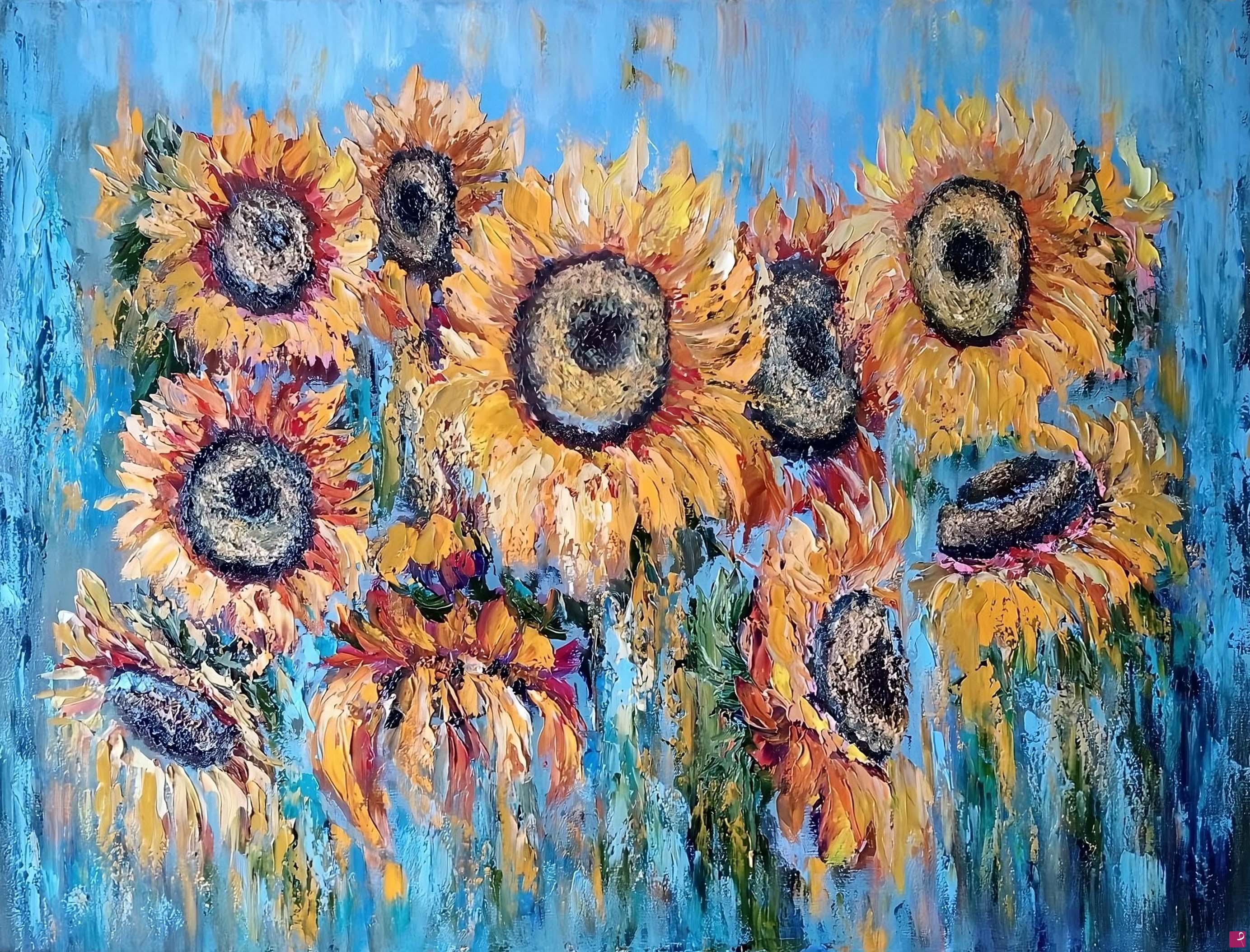 quadri in vendita online - Campo di girasoli