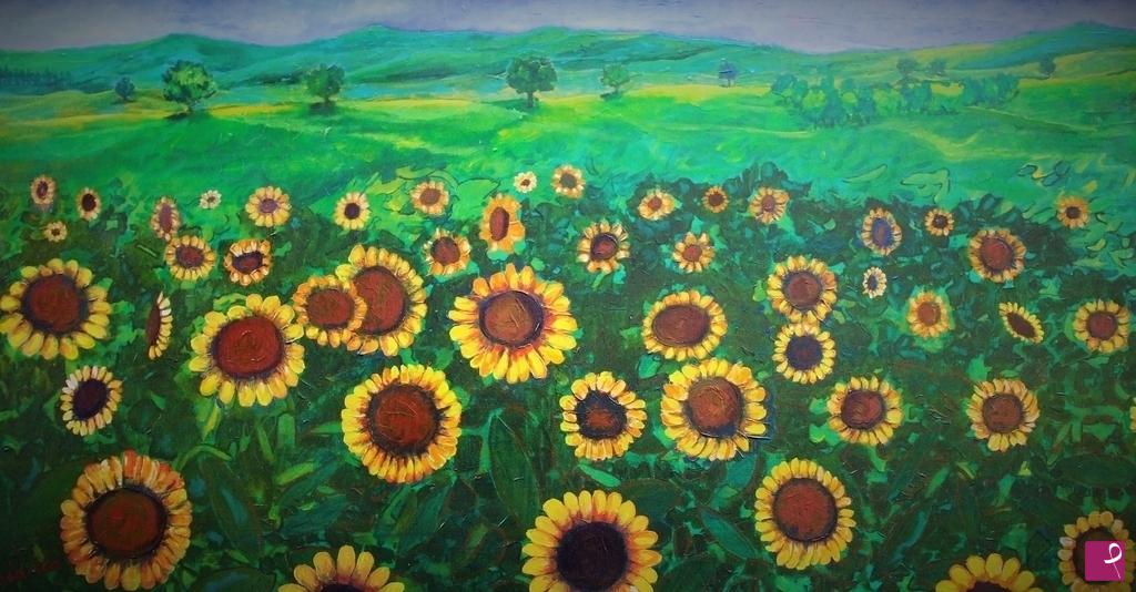 quadri in vendita online - Campo di girasoli