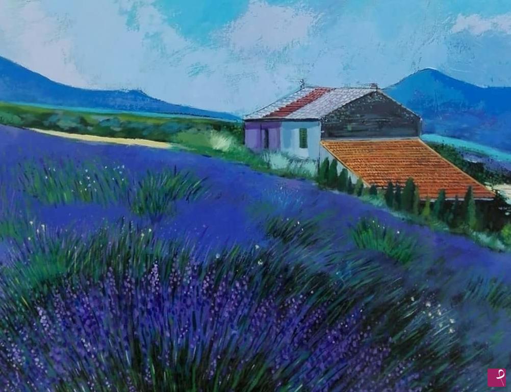 quadri in vendita online - Campo di lavanda