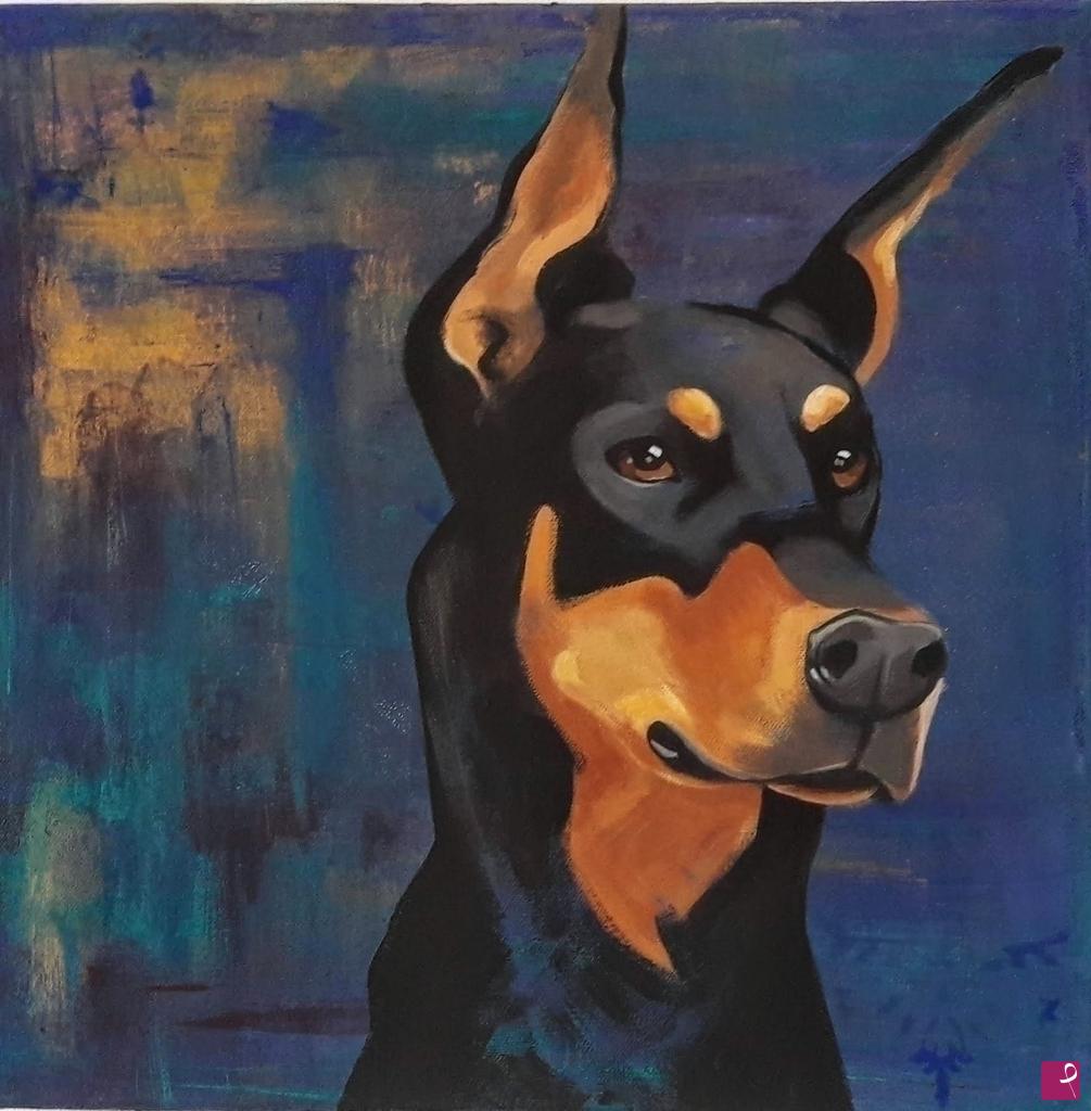 quadri in vendita online - Cane razza Dobermann