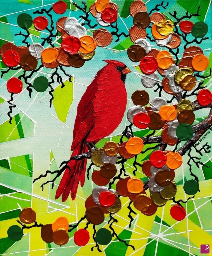 quadri in vendita online - Cardinale Rosso uccello