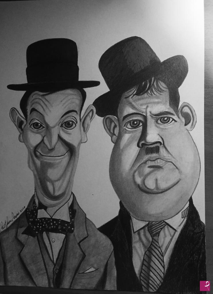 quadri in vendita online - Caricatura di Stanlio e Ollio