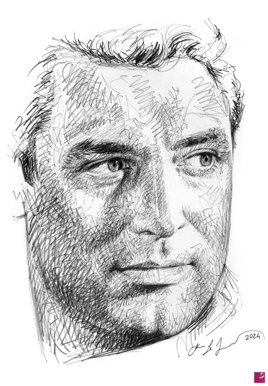 quadri in vendita online - Cary Grant sketch