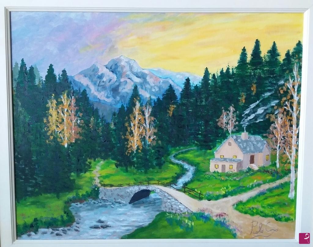 quadri in vendita online - Casa nel bosco