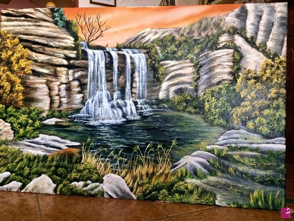 quadri in vendita online - Cascata delle due rocche vintage