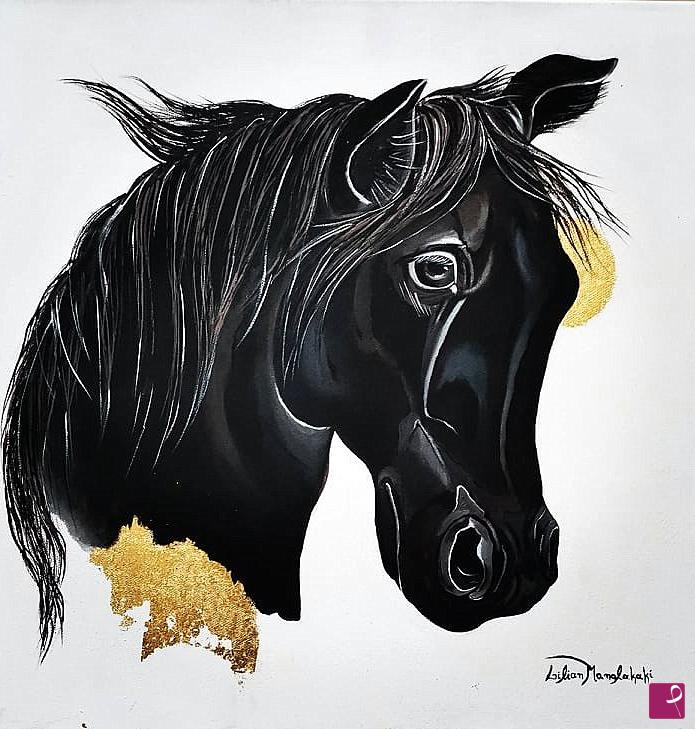quadri in vendita online - Cavallo nero