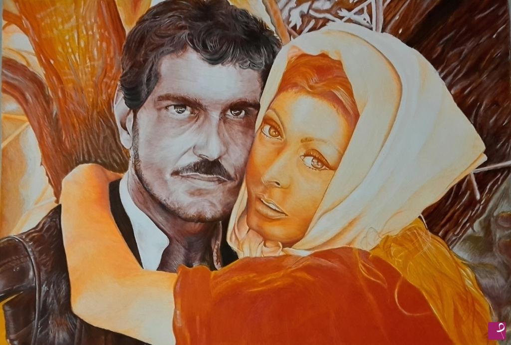 quadri in vendita online - "C'era una volta" - ritratto Sofia Loren e Omar Sharif
