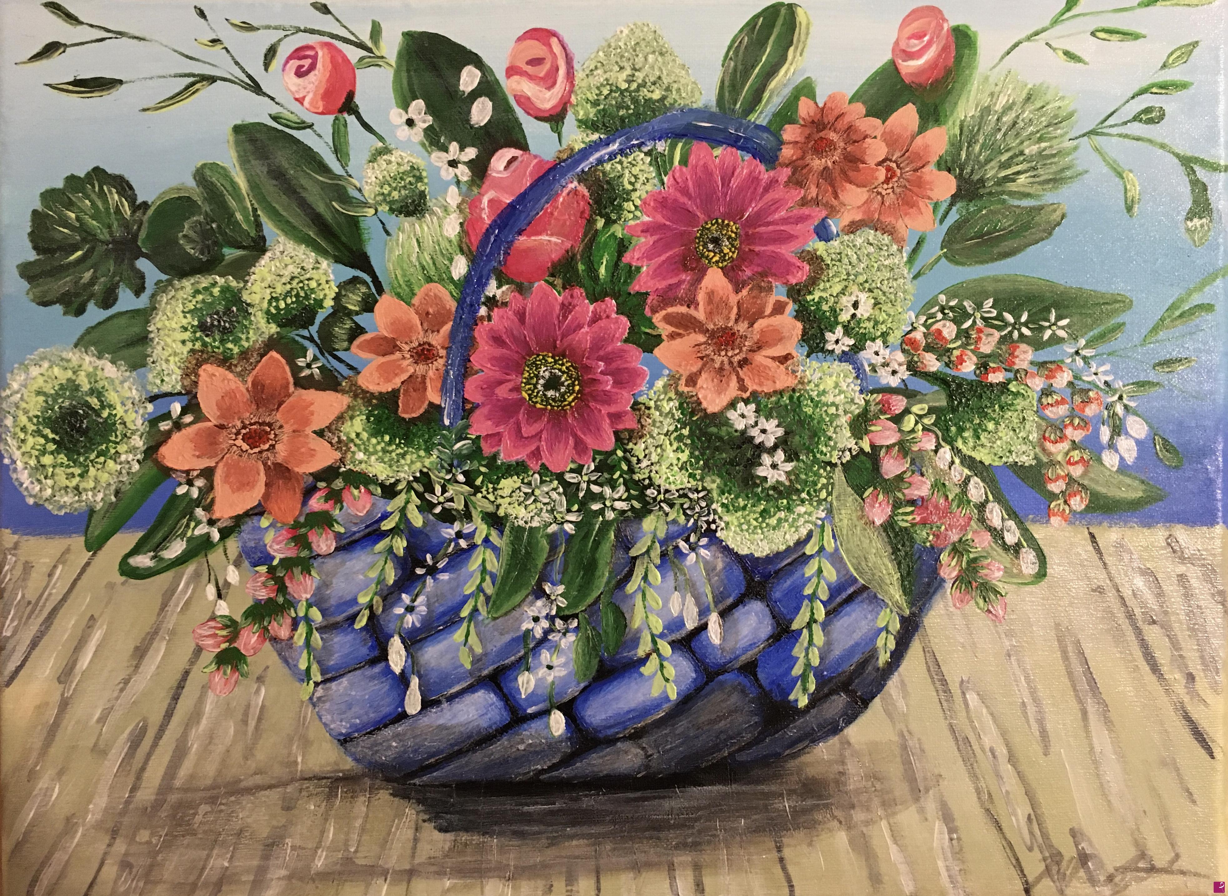 quadri in vendita online - Cestino di fiori